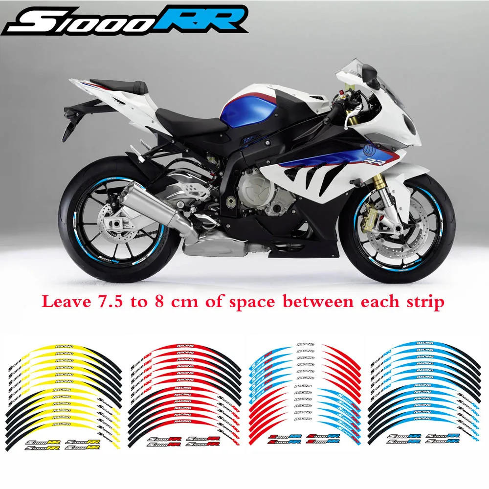 

1set New Motorcycle For BMW S1000RR front&rear edge rim wheel decals Reflective waterproof 17inch stickers