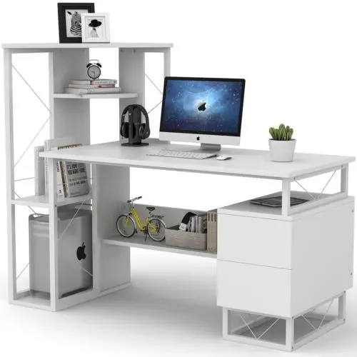 Writing Desk Computer Desk With Corner Tower Shelves And Two