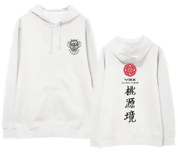 

Autumn winter vixx new album shangri la member name printing fleece hoodie for kpop fans supporive pullover sweatshirt