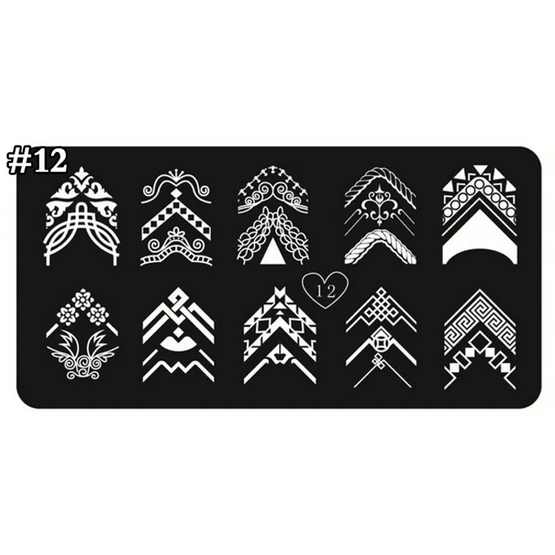 

1x Stylish Nail Art Printing Image Stamping Plates Various French Tips Pattern DIY Manicure Stamp Template Plates Tools TIXIN-12