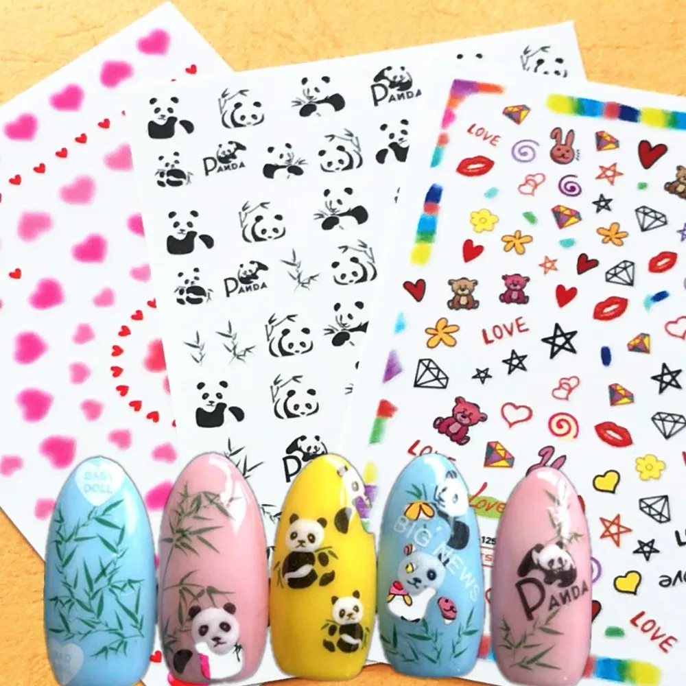 

Newest TSC-136 Chinese panda 3d nail art sticker decal stamping template DIY nail decoration tools