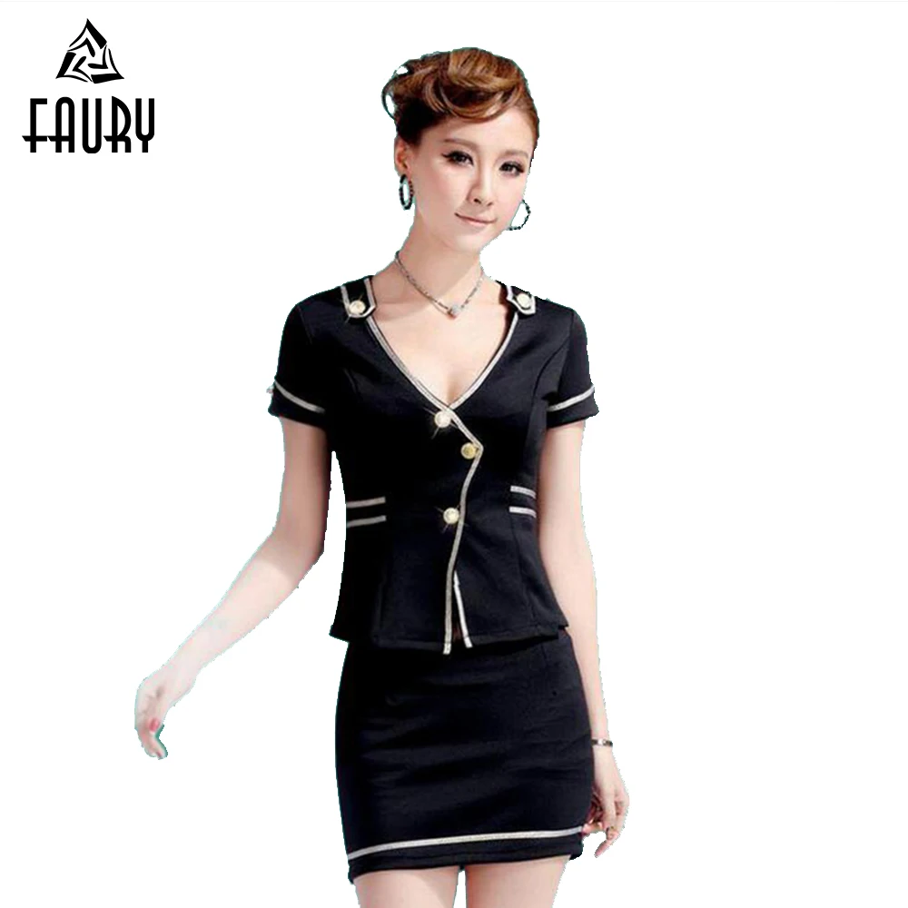 

Women Sexy Skirts Bodysuit Hotel Stewardess KTV Nightclub Sauna Foot Therapy Beauty SPA Workwear Uniform Two Pieces Set