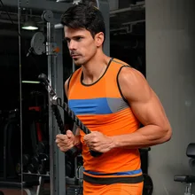 Mascube Новое поступление Для мужчин плотно Бодибилдинг Футболка пот для мужчин Фитнес Бег Костюмы для Для мужчин жилет