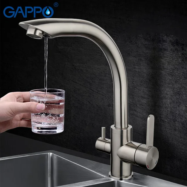 Cheap GAPPO water filter tap kitchen water mixer torneira kitchen sink faucet stainless steel crane taps kitchen water faucet GA4399/1