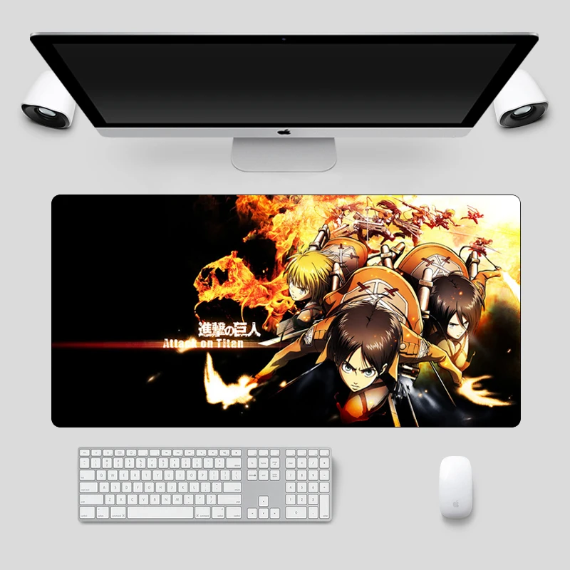 

60x30cm Large Japan Anime Mousepad Attack on Titan Computer Gamer Gaming Mouse pad Locking Edge Laptop Keyboard Desk Mat