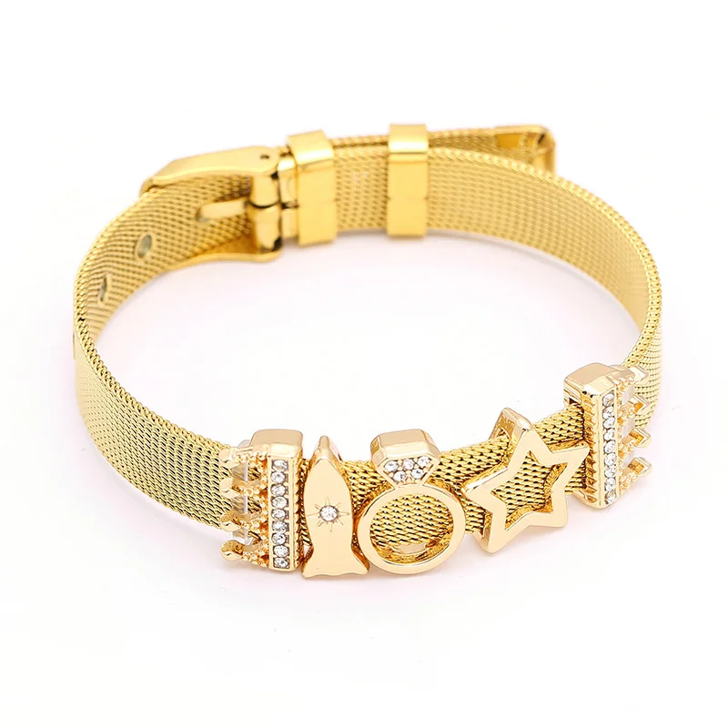 DINGLLY модный браслет из нержавеющей стали с сеткой, цепочка для часов для женщин, мужчин, пар, девушек, пара шармов, брендовый браслет, брелок - Окраска металла: BR1476