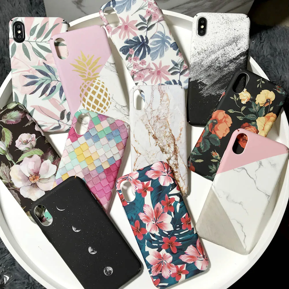 

Hard PC Pattern Phone Case For iphone X XS MAX XR 8 7 Plus Case Cover Ultra Slim Plastic Shell For iphone X 7 8 6 6S Plus Case