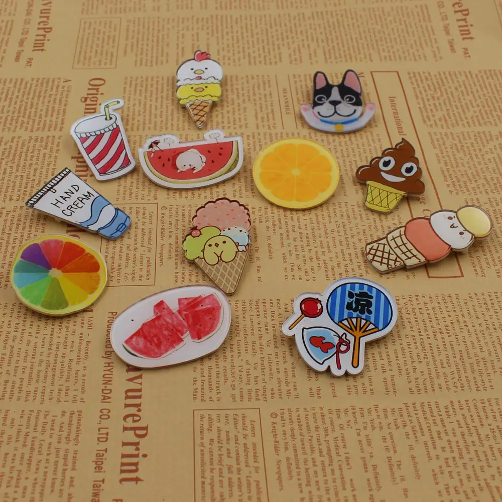 

1pcs / lot Hot Needle Acrylic Icon Badge in Cartoon Decoration With Fruit Badge Clothing Brooch