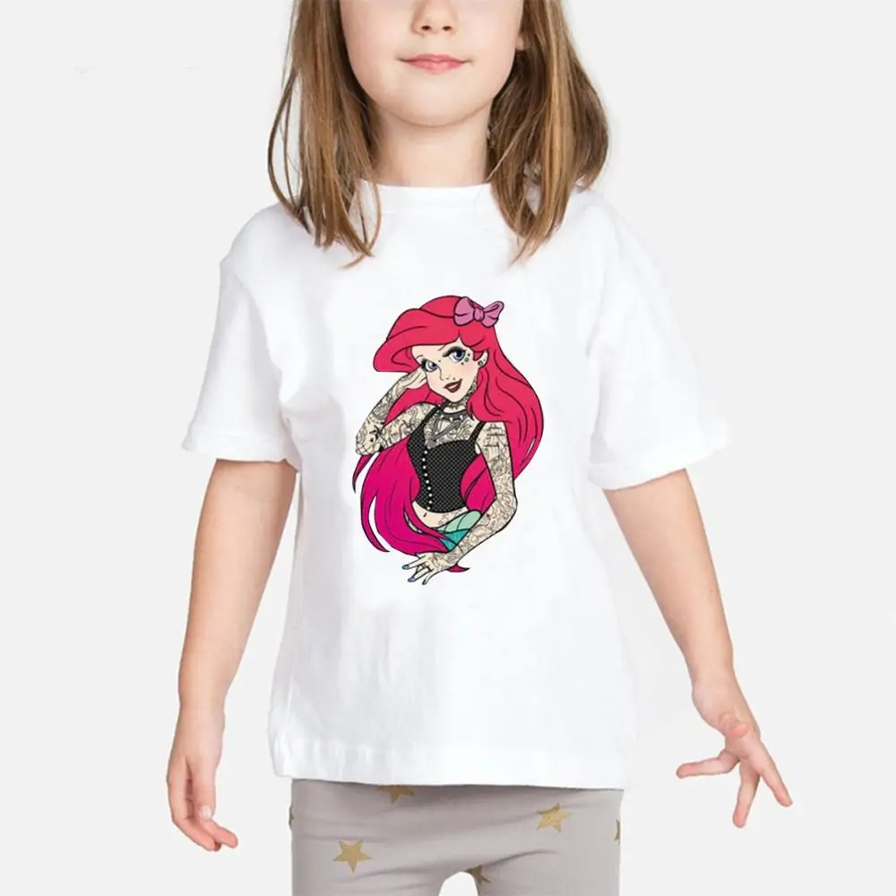 Футболки принцессы с принтом; детская футболка с короткими рукавами и круглым вырезом; летние топы для детей; футболка для маленьких мальчиков и девочек; CT-1993