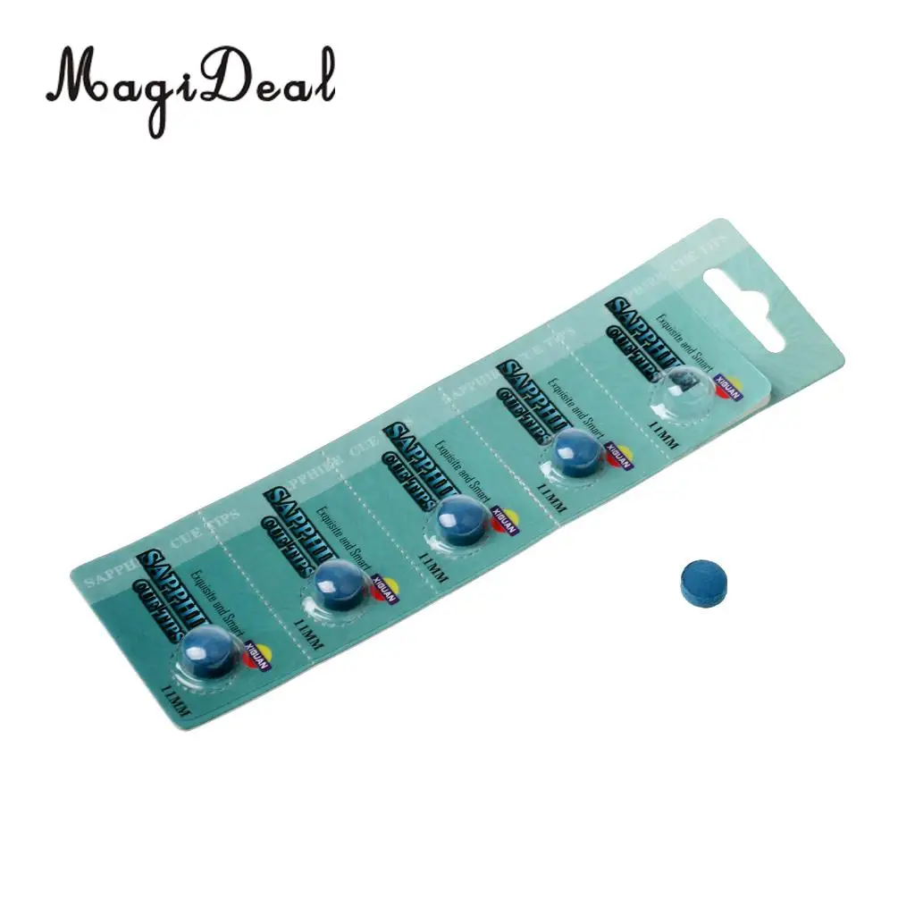 MagiDeal Professional 5Pcs 10mm Royal Blue Diamond Leather Glue-on Snooker Pool Billiard Cue Tips Repair Billiard Tool Accessory