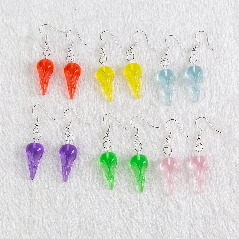 

1pair the small Multicolor resin raven head Earrings Resin earring for Birthday Gift Child Girls Teens Jewelry