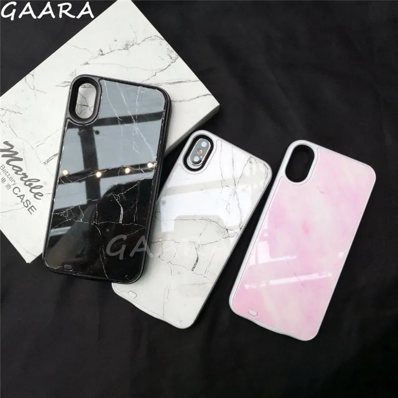 

6000mAh Marble Tempered Glass Charging Case for iPhone XR X XS Max Wireless External Power Bank Case for iPhone 6 6s 7 8 Plus
