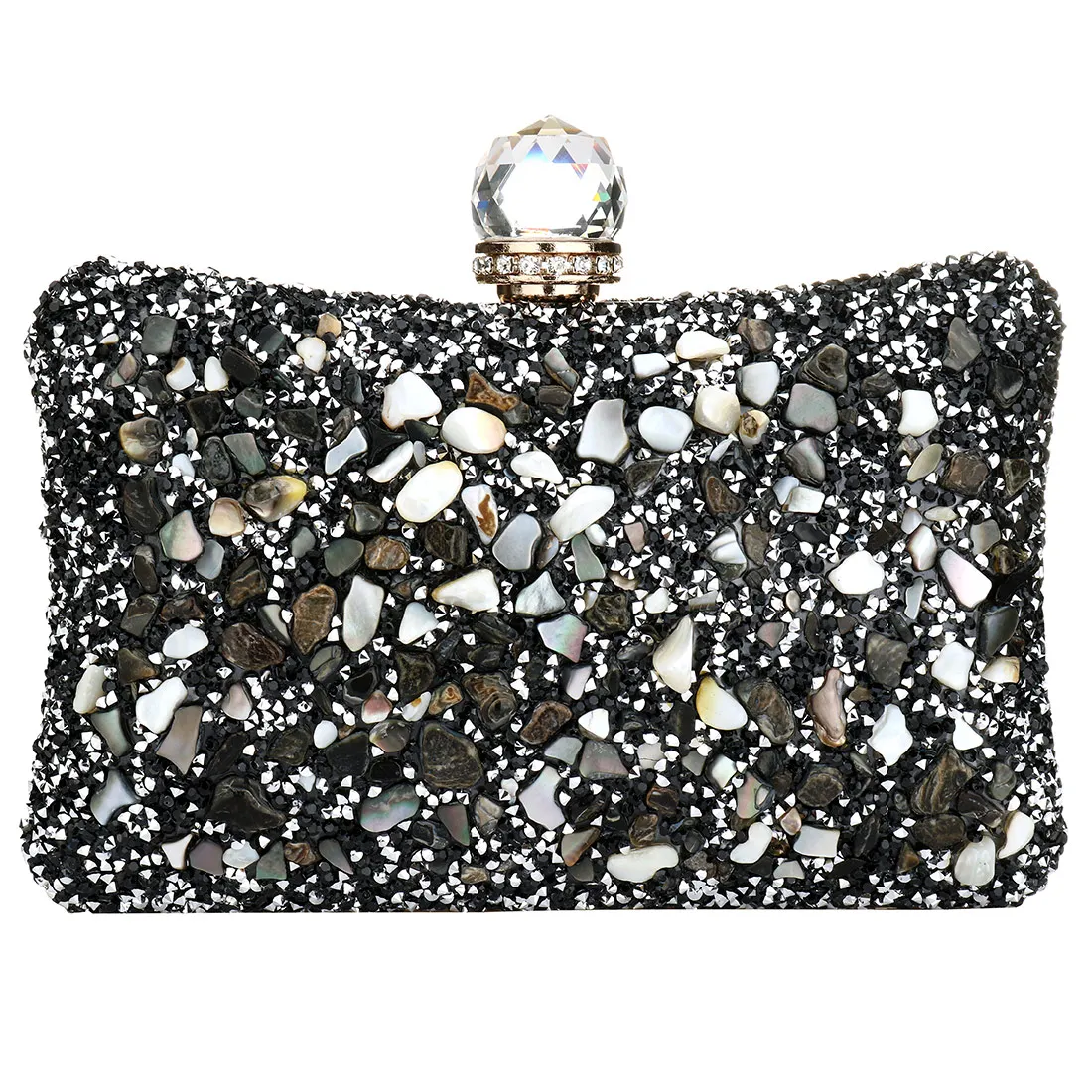 

Silver Diamonds Box Bag Evening Clutch Purse Women Fashion Mini Chain Shoulder Bags Female Elegant Wedding Party Clutches Pouch