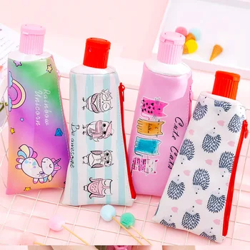 

Cartoon Unicorn Toothpaste shape Pencil case with Pencil Sharpener Big Capacity Owl Cat pen bag stationery pouch school supplies
