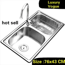 Роскошный небольшой двойной кухонный паз раковина vogue сделать блюда пищевой 304 нержавеющей стали 760x430 мм