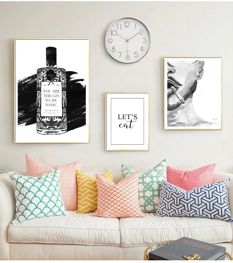 

Gin To My Tonic Let's Eat Modern Home Decor Canvas Painting Wall Art Print Wall Picture For kids Bedroom