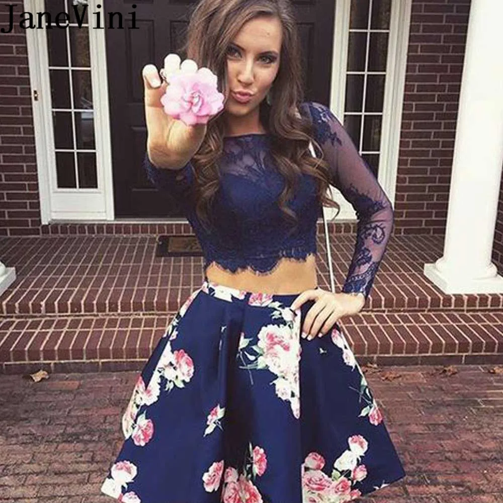 JaneVini/платье подружки невесты с цветочным принтом из 2 предметов Короткое
