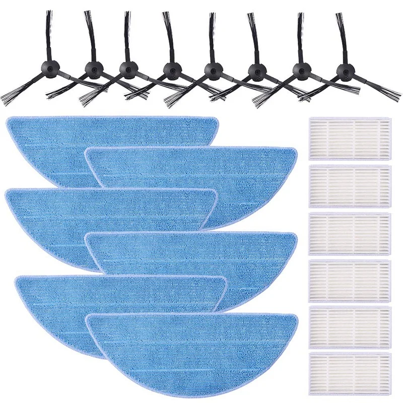 

Replacement Part For Ilife V3 V3S V5 V5S Pro Robot Vacuum Accessories (8 Side Brush + 6 Filter + 6 Mop Pad)