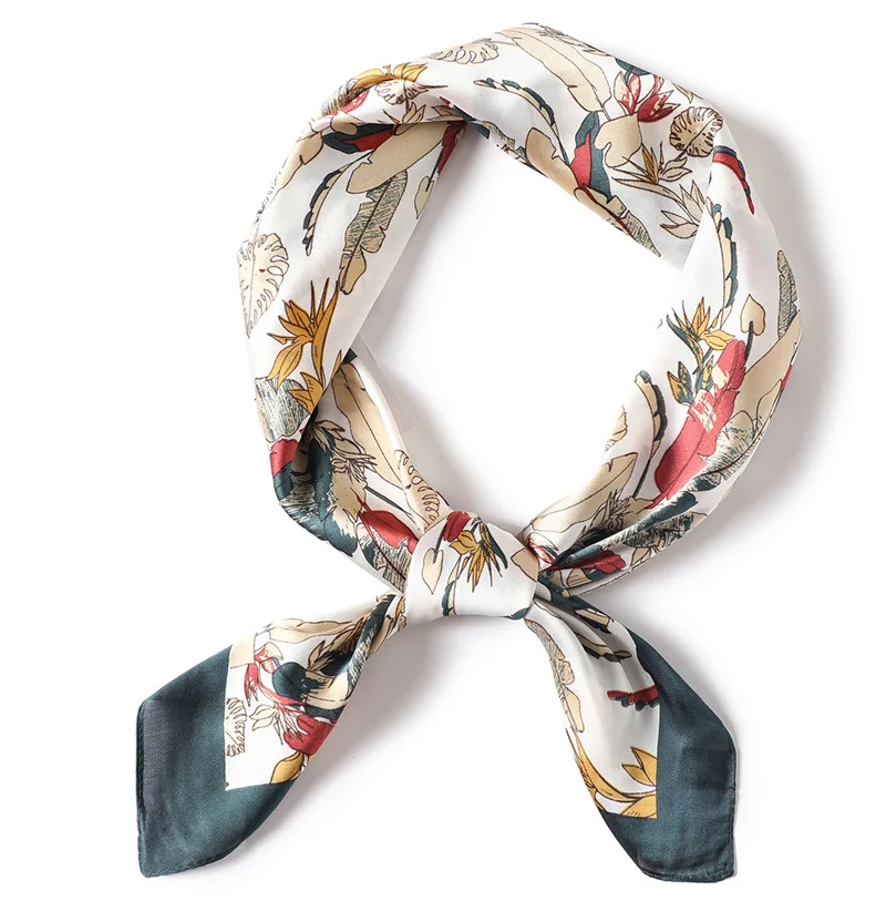 Ruicesstai Silk Satin Women Square Scarf Print Ladies Wrap Bandana Head Hair Scarf Shawls Bag Accessories Handkerchief 70*70CM