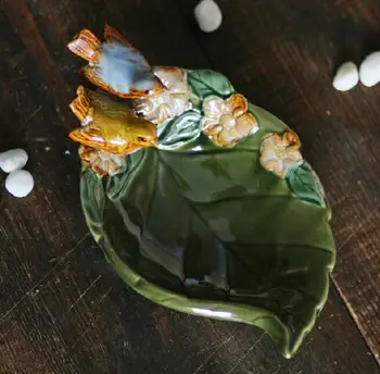

ceramic bird leaf ashtray home decor crafts room decoration handicraft ornament porcelain figurine Storage dish decoration