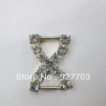 

(CM665 10mm innner bar) 50pcs silver or gold rhinestone buckle for wedding invitation card