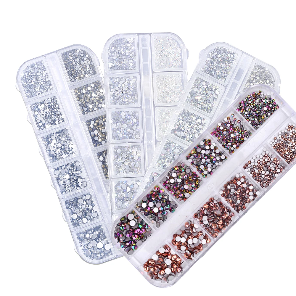 Rhinestones for Nails Sets1440 Pcs AB Nail Rhinestones Nail Gems with ...