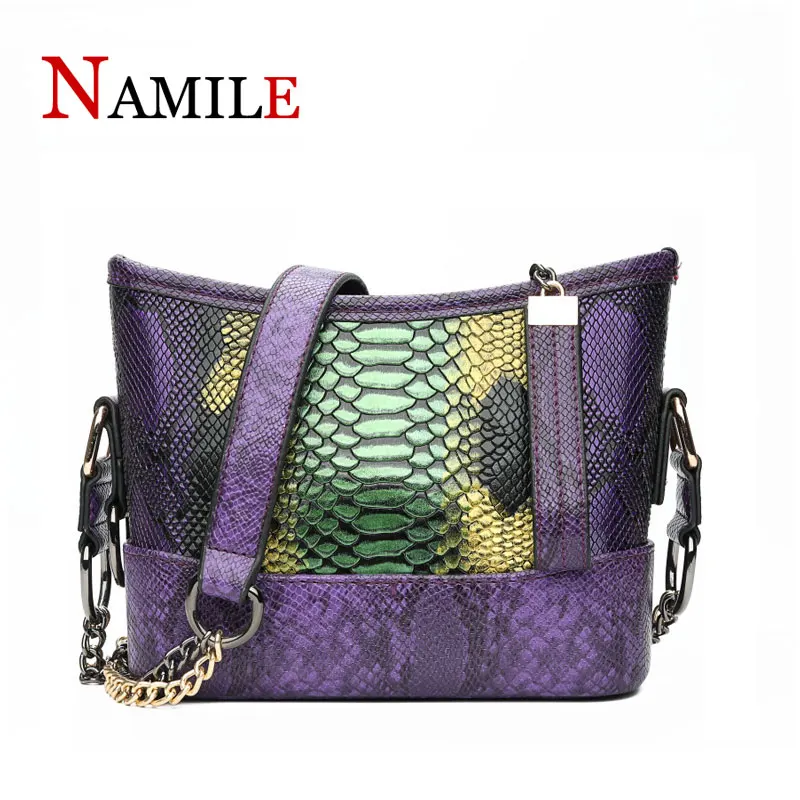 

Luxury retro color snake pattern high quality ladies shoulder bag youth charm comfortable chain shoulder diagonal package