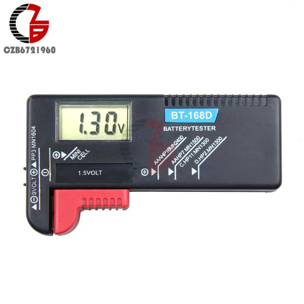 

BT-168LED Universal Digital LCD Battery Checker Volt Tester Cell AA AAA C D 9V 1.5V Button