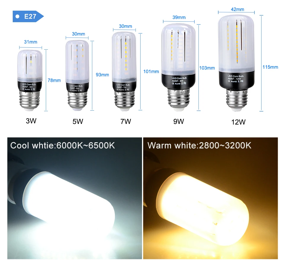 Foxanon E27 светодиодный светильник SMD5730 светодиодный лампы AC 220 V 110 V кукурузы лампы 20-100 светодиодный s люстра светодиодный светильник для