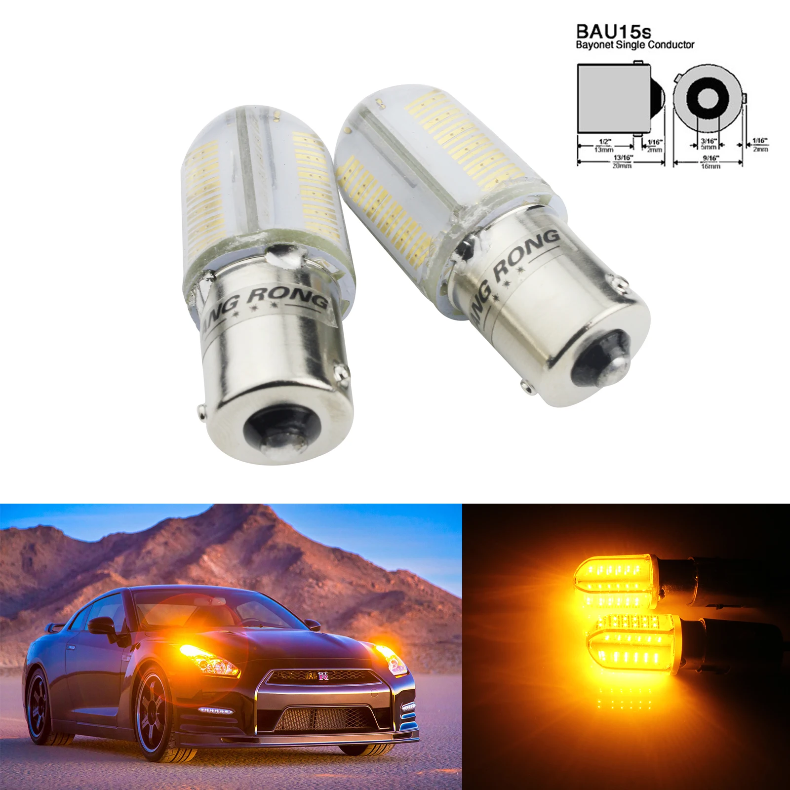 ANGRONG 2x581 PY21W BAU15s RY10W S25 COB 8 Светодиодный индикатор бокового сигнала