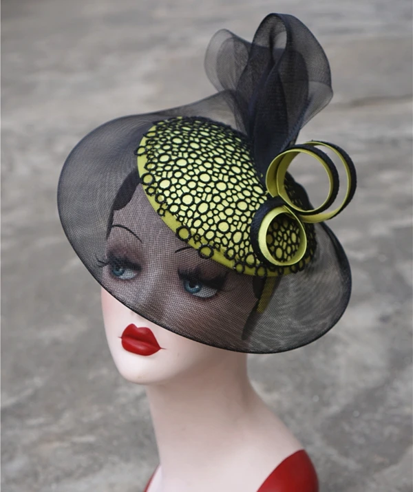 Новая коллекция вуалетки шляпы Sinamay перьевые сетчатые шляпы для женщин Кентукки Дерби Свадебные События Коктейльная повязка на голову 1 шт