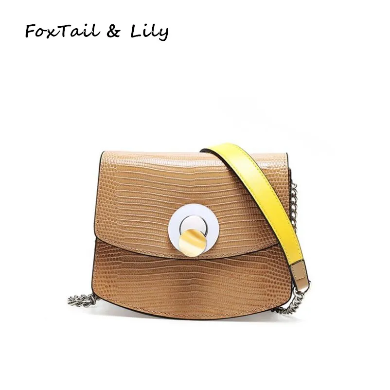 

FoxTail & Lily Popular Lizard Grain Design Ladies Chain Crossbody Bags Genuine Leather Luxury Handbags Women Mini Shoulder Bag