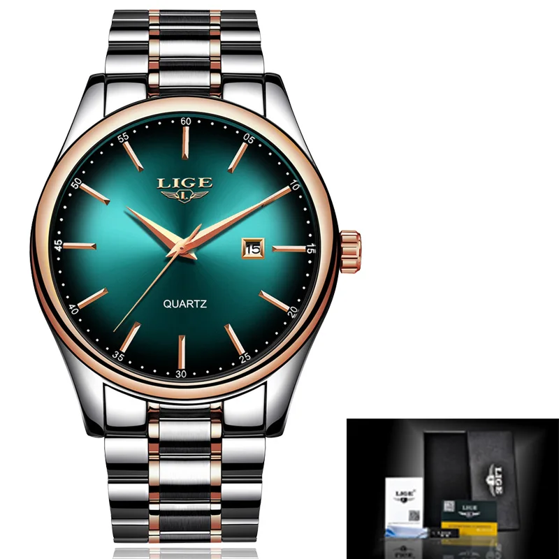 Relogio Masculino LIGE Топ Роскошные повседневные деловые спортивные мужские часы