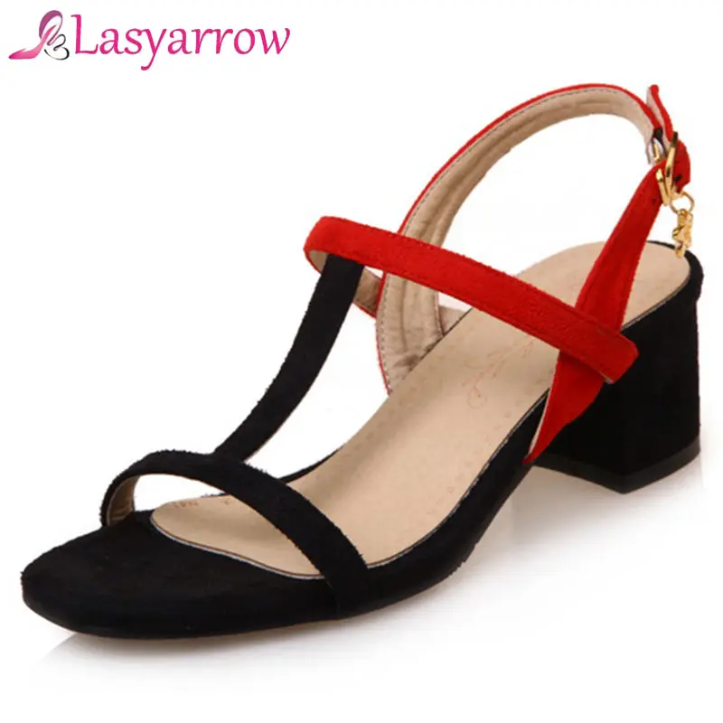 Lasyarrow 2018 New Thick with Sandals Female Summer Open Toe Buckle Roman Shoes Mixed Colors Med-heeled Women Chunky Sandals Lasyarrow 2018 New Thick with Sandals Female Summer Open Toe Buckle Roman Shoes Mixed Colors Med-heeled Women Chunky Sandals