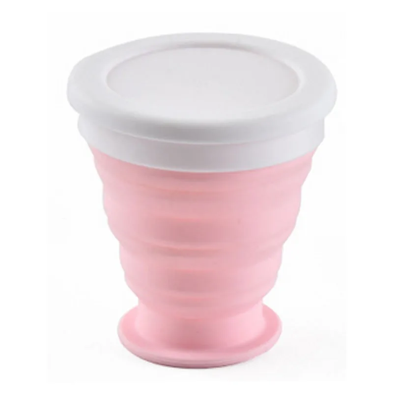 Силиконовая чашка для путешествий, Выдвижная складная чашка для кофе, телескопическая складная чашка для чая, Спортивная портативная бутылка для воды - Цвет: pink