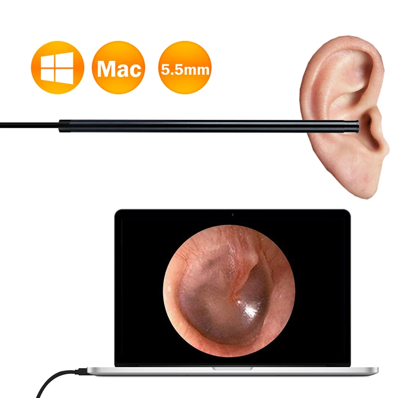 

Ear Cleaning Endoscope USB HD Visual Ear Spoon 5.5mm Mini Camera PC Ear pick Otoscope Borescope Tool Health Care
