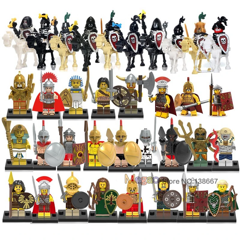 

Medieval Castle Roman Knight Armor Skeleton Egypt Brick Building Block The Lord of Rings Toys for Children Gift