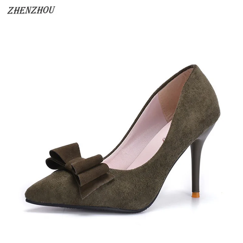 

ZHENZHOU Pumps 2018 spring and autumn women's new High heels for women bowknot Super-high heel shoes Ladies' single shoes