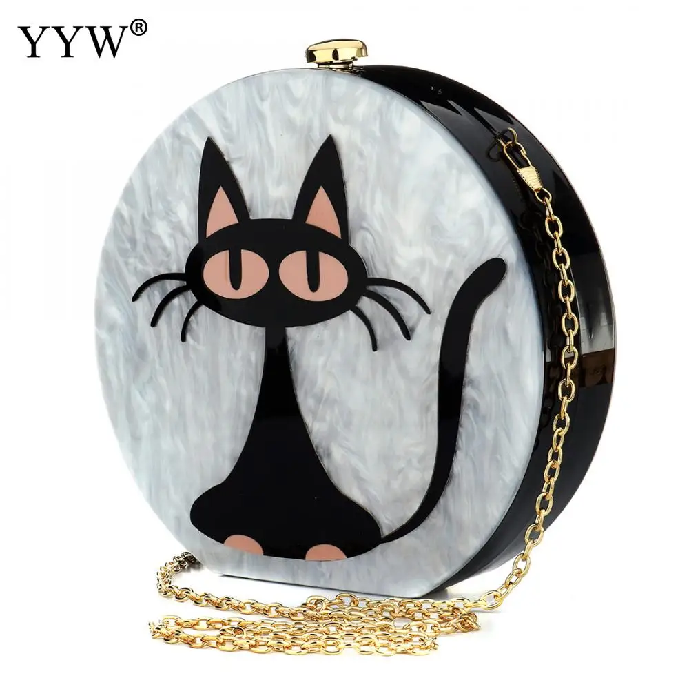 Fashion Evening Bag Cat Cartoon Clutch Bag Animal Prints Small Chain Shoulder Bag Ladies Mini Handbag Messenger Bag shoulder bag harajuku cat chain cross body bag soft bag miaomiao women s handbag animal head bag