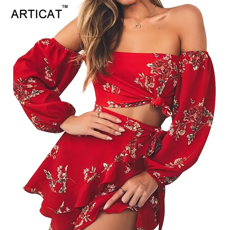 Articat Off Shoulder Sexy Two Piece Summer font b Dress b font Women Slash Neck font