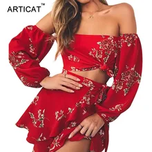 Articat Off Shoulder Sexy Two Piece Summer font b Dress b font Women Slash Neck font