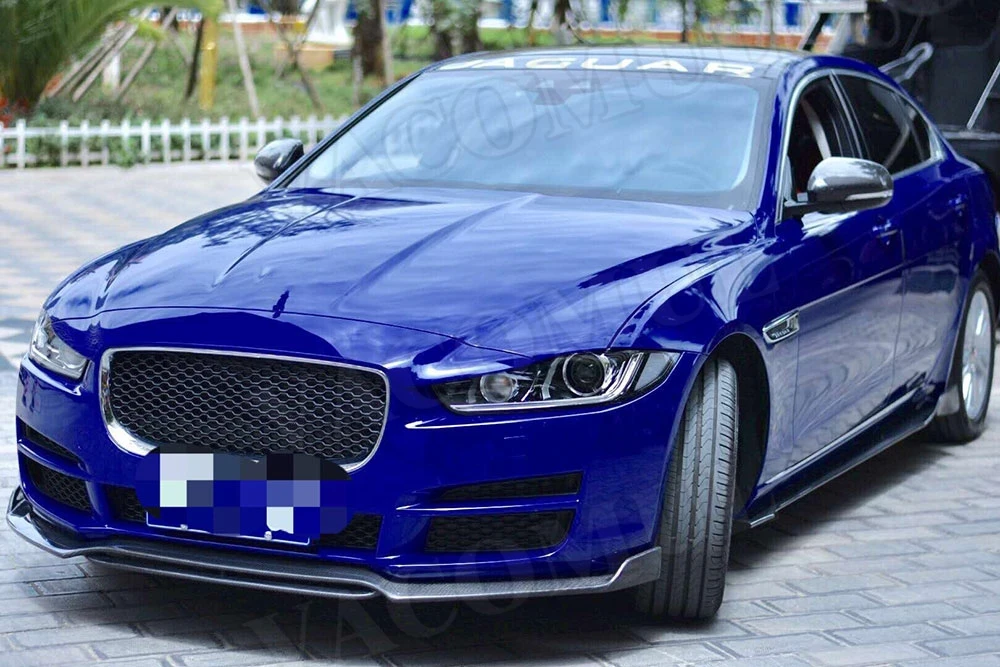 Для XE углеродного волокна передний бампер спойлер для Jaguar XE Sedan 4 двери губ- двойной стиль голова Лопата защита