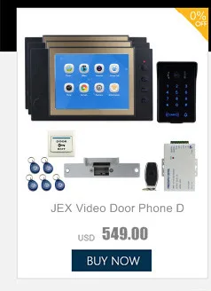 JEX 8 ''видео дверь домофон комплект голос/Запись видео черный монитор + Водонепроницаемый Пароль Клавиатура RFID камера + E-LOCK
