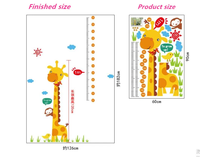 Высота измерения наклейки на стену с мотивами из мультфильмов Подводные Животные Жираф настенные наклейки Дети Детская комната спальня украшения детской комнаты