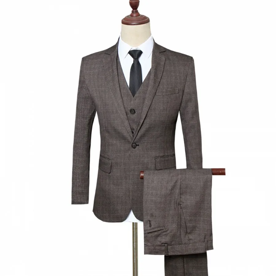 

New Classic Men Suit British Style Slim Fit Mens Clothing Formal Suits Man ( Jacket+Vest+Pant) Plus Size Wedding Suits For Men