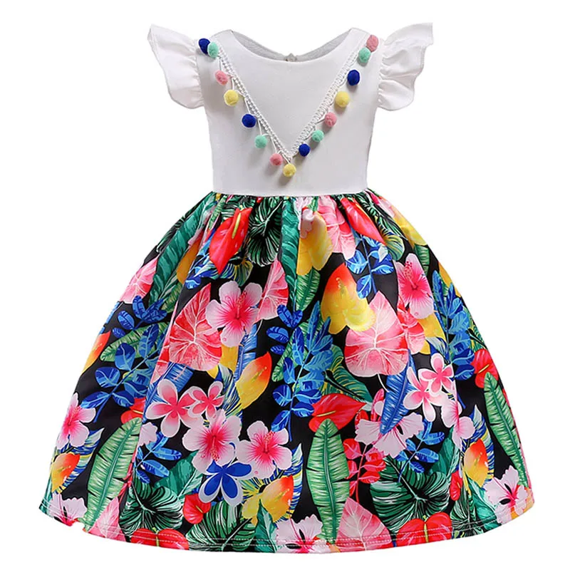

Summer flower print baby clothes girl princess party dress 2-10 years old child toddler girl fashion children's clothing