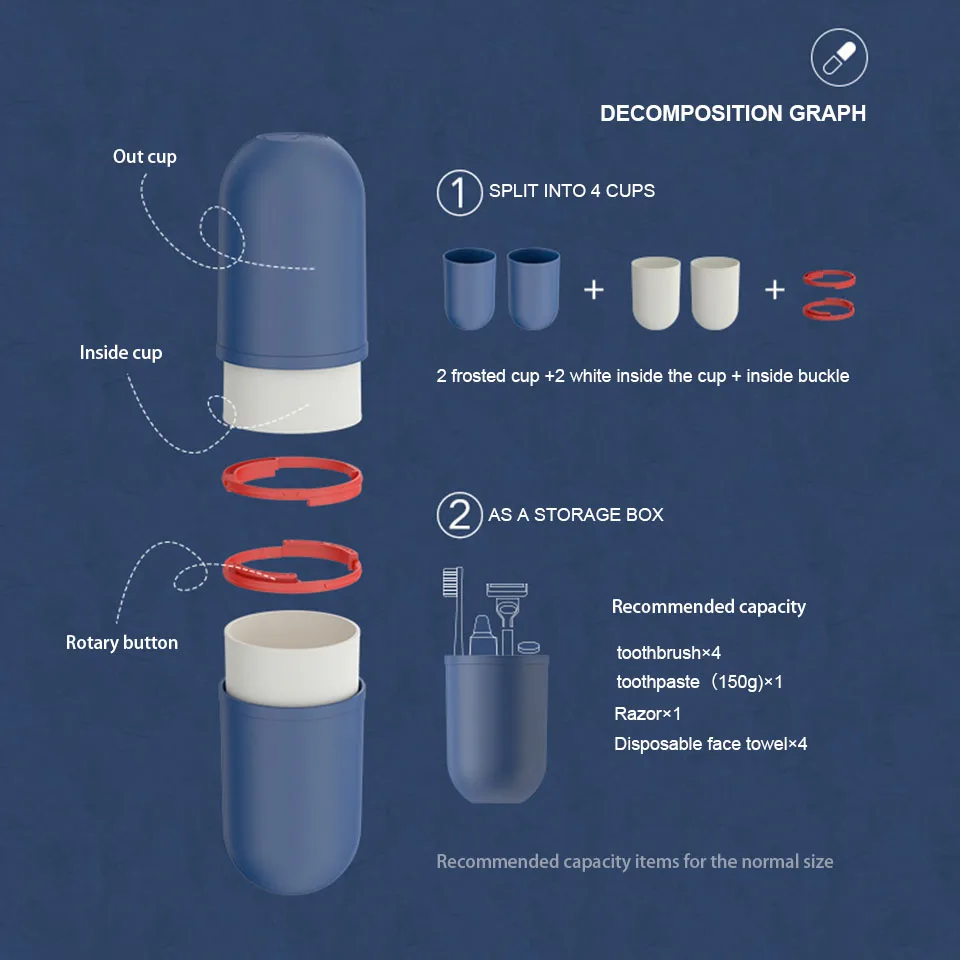 Портативный Семейный Дорожный Чехол для зубной щетки, капсула, коробка для зубной пасты, кружка для рта, коробка для хранения зубной щетки, набор для мытья стаканчиков