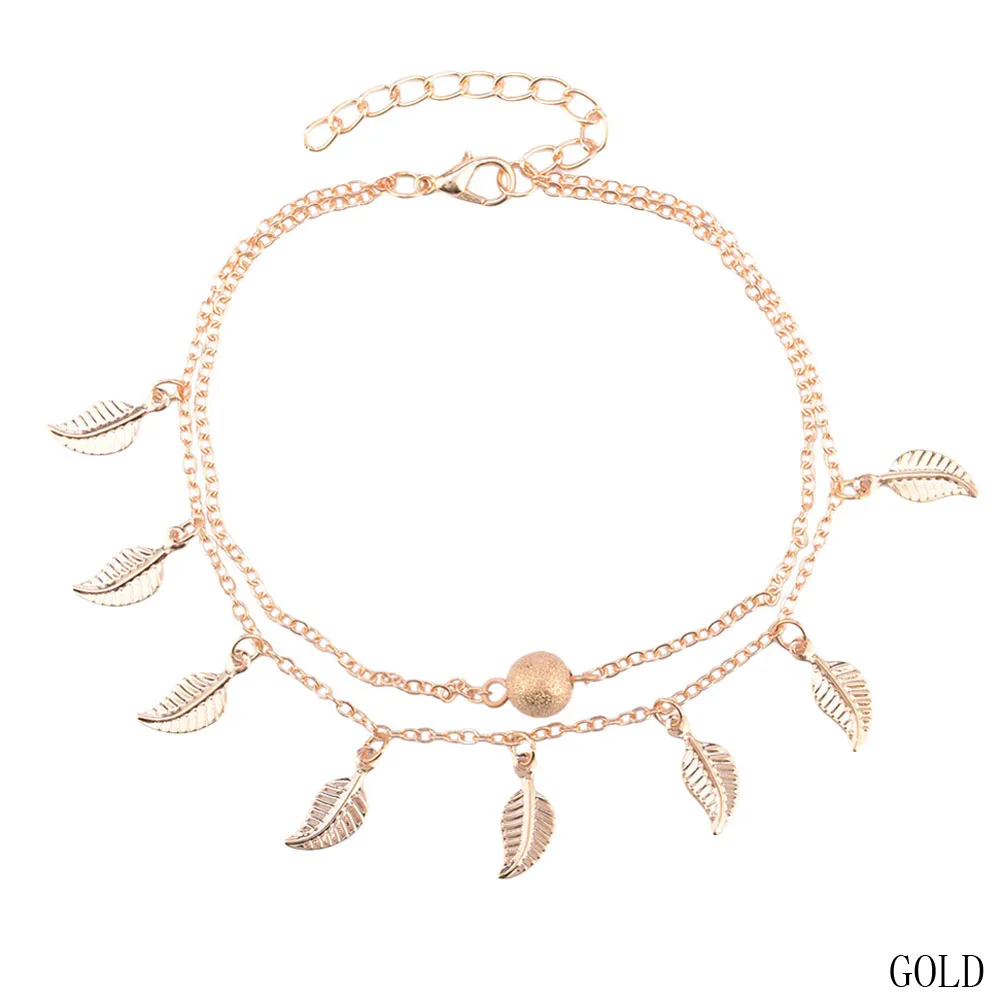 

New Fashion Leaves Tassel Bohemian Leaf Anklets For Women Anklets Bracelets Foot Jewelry Barefoot Sandal Gift
