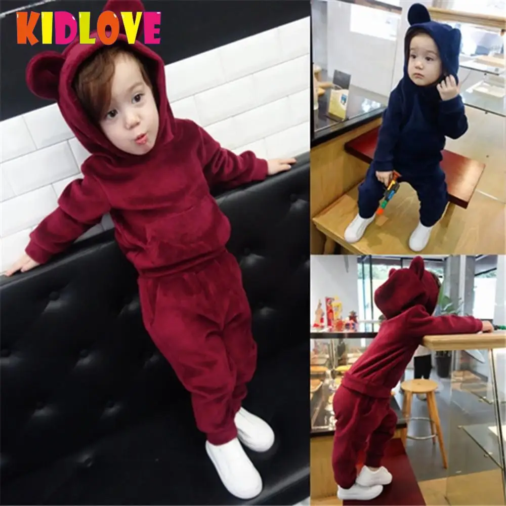 Kidlove мальчик девочки Дети Одежда наборы pleuche осень топы кофты полной длины