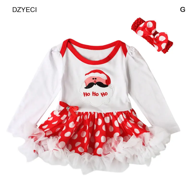 DZYECI мой первый день рождения Рождество для BabyGirl боди костюм унисекс для новорожденных повязка на голову+ платье наряды пляжный костюм Creeper 1st - Цвет: G